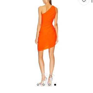 Norma Kamali Orange Asymmetrical Bodycon Cocktail Dress